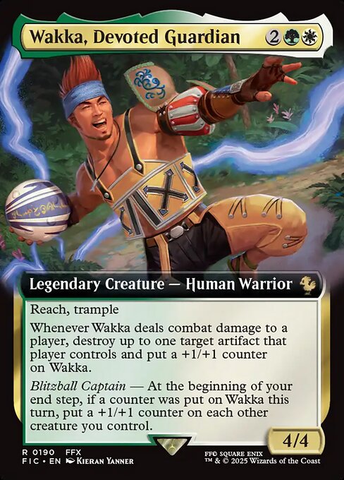 【拡張アート】【Foil】【EN】敬虔なガード、ワッカ/Wakka, Devoted Guardian [FIC] 金R No.190