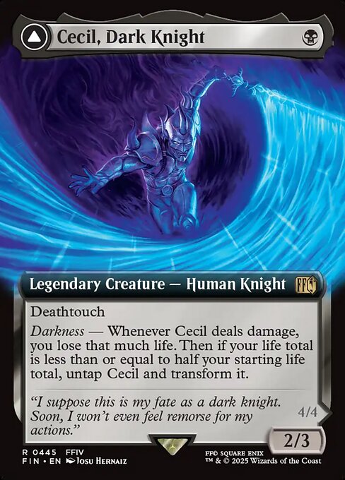 【拡張アート】【Foil】【EN】暗黒騎士、セシル // 覚醒のパラディン、セシル/Cecil, Dark Knight // Cecil, Redeemed Paladin [FIN] 黒R No.445