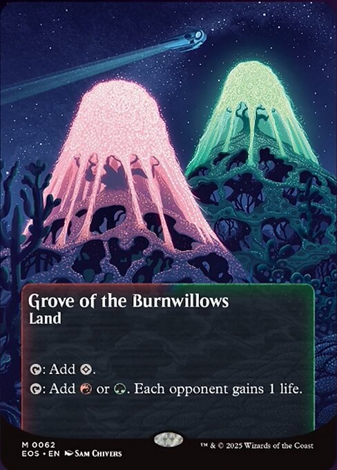 【ボーダレス】【Foil】【EN】燃え柳の木立ち/Grove of the Burnwillows [EOS] 土地M No.62