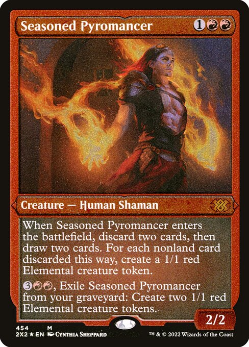 【エッチングFoil】【EN】歴戦の紅蓮術士/Seasoned Pyromancer [2X2] 赤M No.454