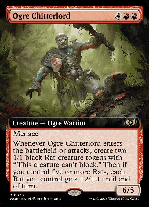 【拡張アート】【Foil】【EN】オーガの囀王/Ogre Chitterlord [WOE] 赤R No.373