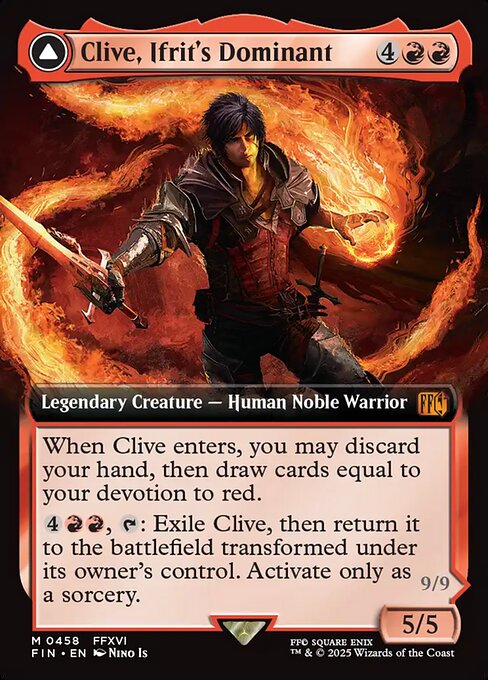【拡張アート】【Foil】【EN】イフリートのドミナント、クライヴ // 火の召喚獣、イフリート/Clive, Ifrit's Dominant // Ifrit, Warden of Inferno [FIN] 赤M No.458