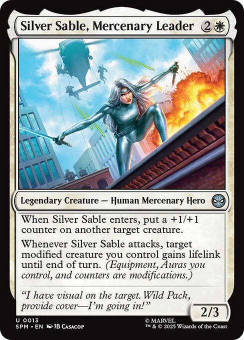 【Foil】【EN】傭兵のリーダー、シルバー・セーブル/Silver Sable, Mercenary Leader [SPM] 白U No.13