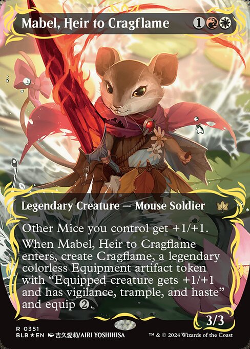 【ショーケース】【Foil】【EN】岩山炎の後継者、メイブル/Mabel, Heir to Cragflame [BLB] 金R No.351