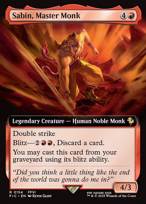 【拡張アート】【Foil】【EN】奥義継承者、マッシュ/Sabin, Master Monk [FIC] 赤R No.154
