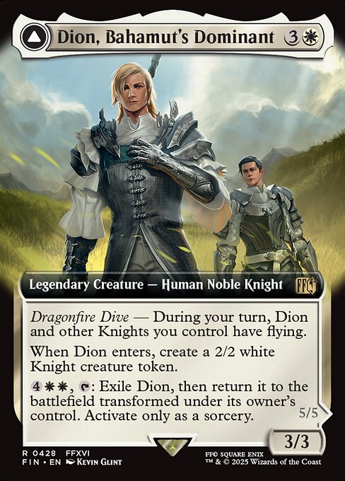 【拡張アート】【Foil】【EN】バハムートのドミナント、ディオン // 光の召喚獣、バハムート/Dion, Bahamut's Dominant // Bahamut, Warden of Light [FIN] 白R No.428
