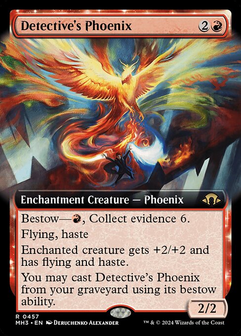 【拡張アート】【Foil】【EN】探偵のフェニックス/Detective's Phoenix [MH3] 赤R No.457