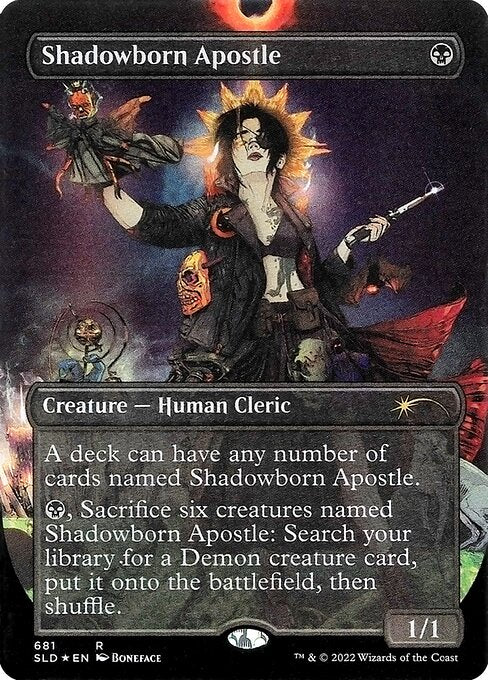 【フルアート】【Foil】【EN】影生まれの使徒/Shadowborn Apostle [SLD] 黒R No.681