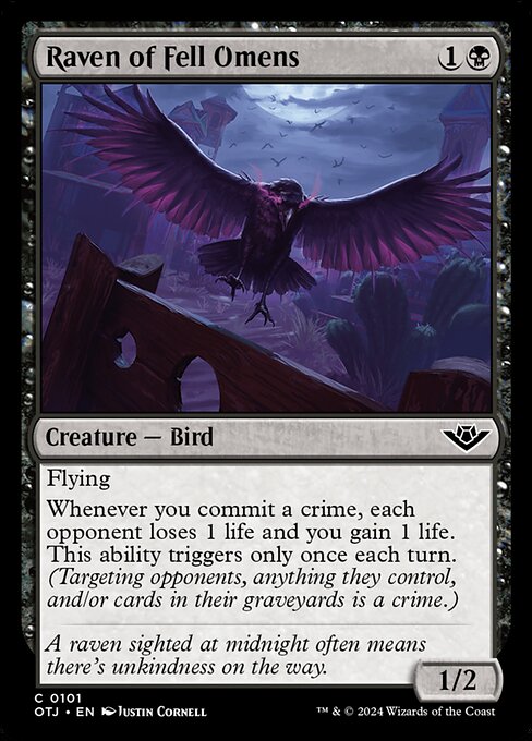 【Foil】【EN】不吉な前兆の鴉/Raven of Fell Omens [OTJ] 黒C No.101