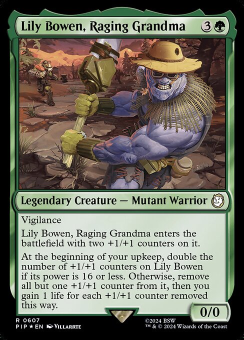 【サージFoil】【Foil】【EN】怒れる老婆、リリー・ボーウェン/Lily Bowen, Raging Grandma [PIP] 緑R No.607