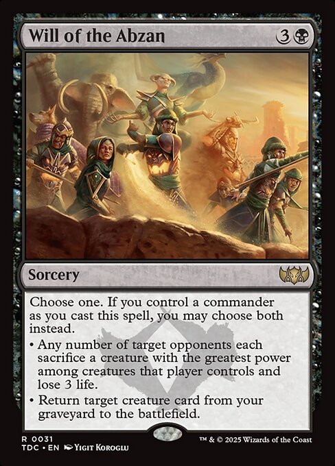 【EN】アブザンの意志/Will of the Abzan [TDC] 黒R No.31