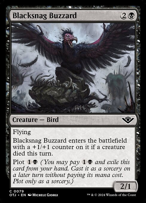 【Foil】【EN】黒鉤のノスリ/Blacksnag Buzzard [OTJ] 黒C No.79