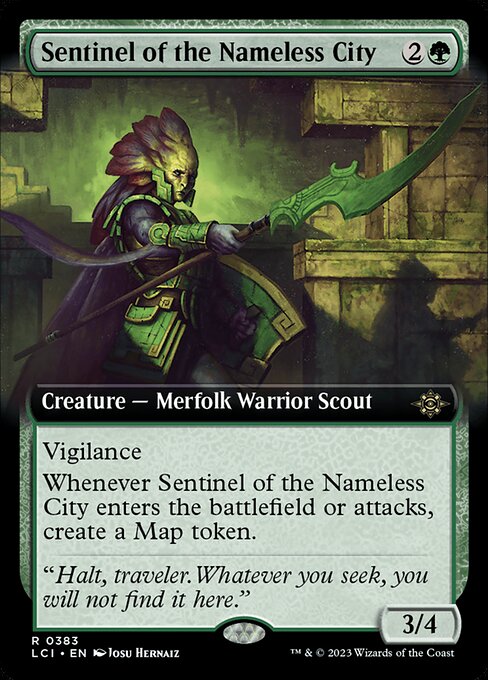 【拡張アート】【Foil】【EN】名もなき都市の歩哨/Sentinel of the Nameless City [LCI] 緑R No.383