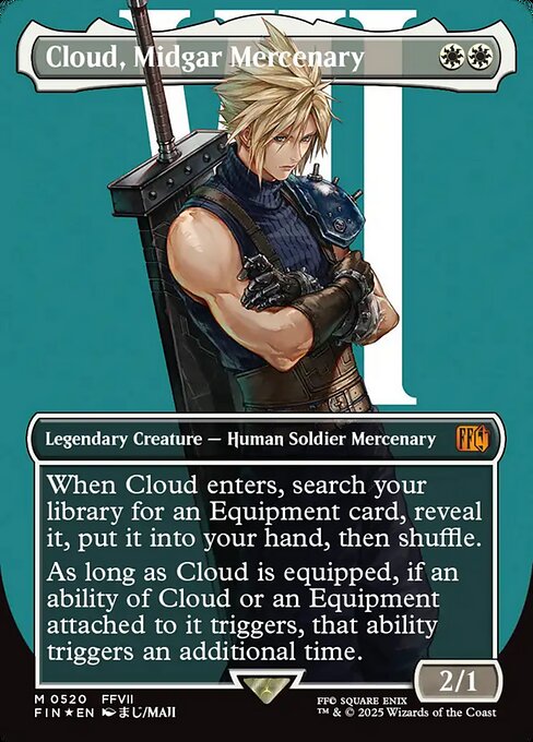 【ボーダレス】【サージFoil】【EN】ミッドガルの傭兵、クラウド/Cloud, Midgar Mercenary [FIN] 白M No.520