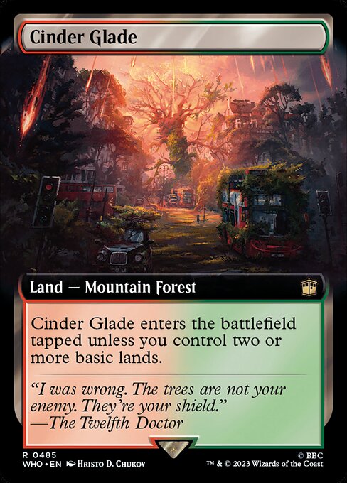 【拡張アート】【Foil】【EN】燃えがらの林間地/Cinder Glade [WHO] 無R No.485