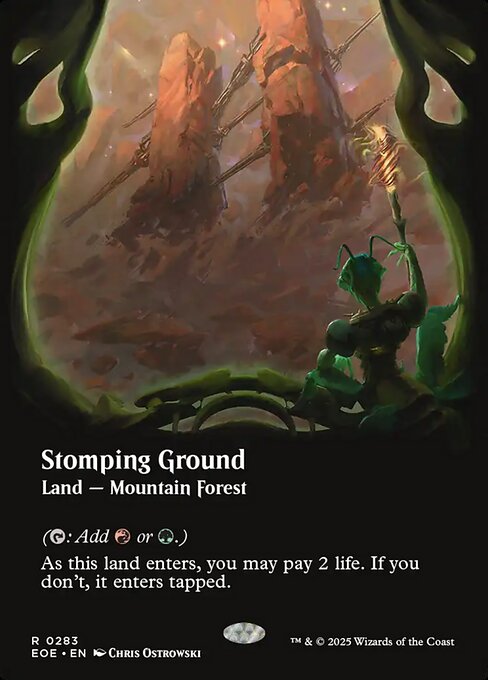 【ボーダレス】【Foil】【EN】踏み鳴らされる地/Stomping Ground [EOE] 土地R No.283