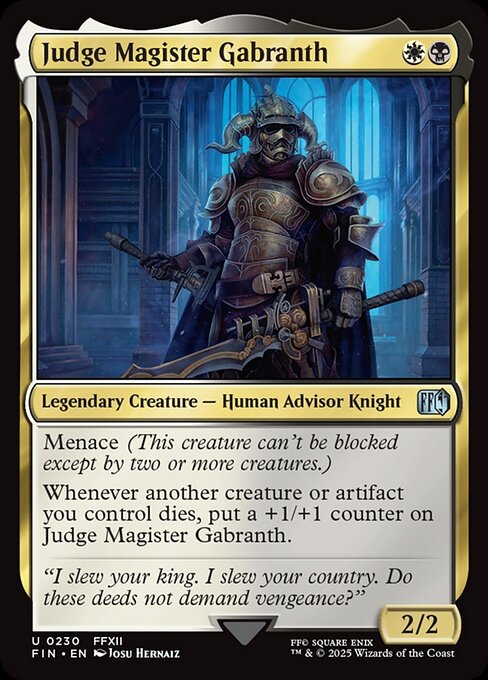 【EN】ジャッジマスター、ガブラス/Judge Magister Gabranth [FIN] 金U No.230