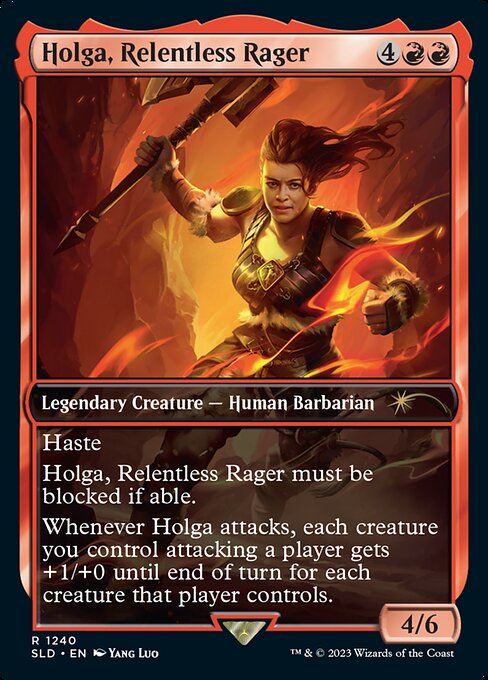 【フルアート】【Foil】【EN】Holga, Relentless Rager [SLD] 赤R No.1240