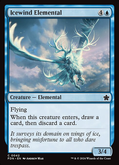 【Foil】【EN】氷風の精霊/Icewind Elemental [FDN] 青C No.42