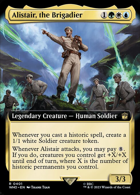 【拡張アート】【Foil】【EN】アリステア准将/Alistair, the Brigadier [WHO] 金R No.401