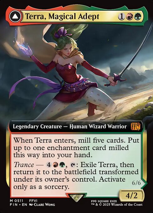 【拡張アート】【Foil】【EN】魔導戦士、ティナ // 幻獣の血を引く少女、ティナ/Terra, Magical Adept // Esper Terra [FIN] 金M No.511