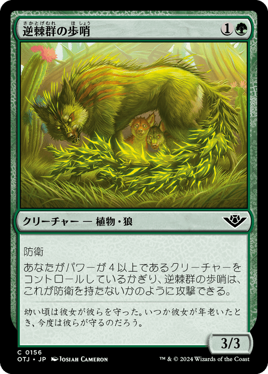【Foil】【JP】逆棘群の歩哨/Bristlepack Sentry [OTJ] 緑C No.156