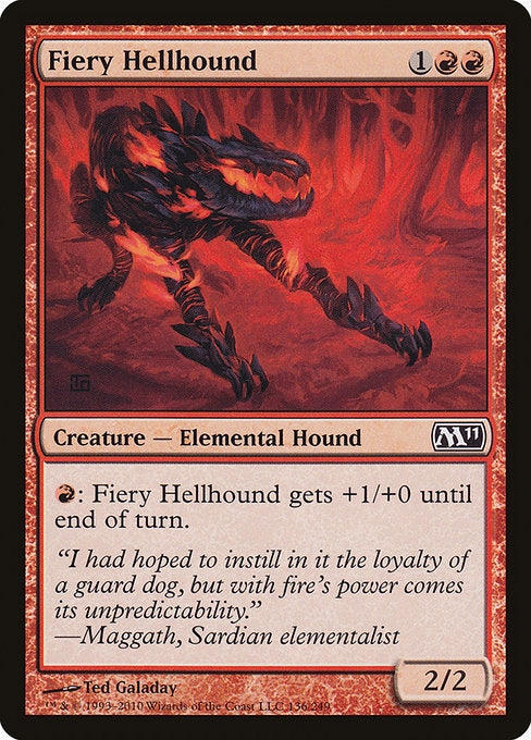 【Foil】【EN】焦熱のヘルハウンド/Fiery Hellhound [M11] 赤C No.136