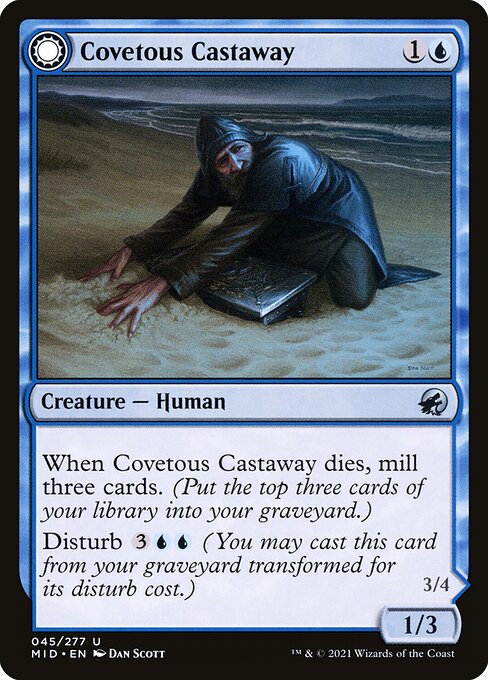 【Foil】【EN】Covetous Castaway // Ghostly Castigator [MID] 混U No.45