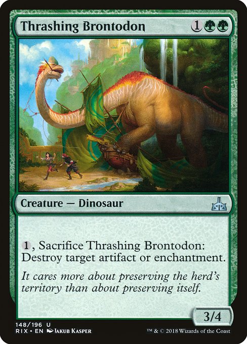 【Foil】【EN】打ち壊すブロントドン/Thrashing Brontodon [RIX] 緑U No.148