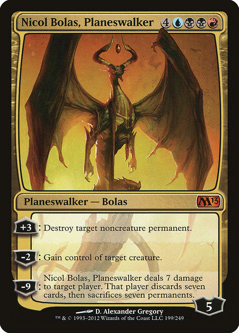 【Foil】【EN】プレインズウォーカー、ニコル・ボーラス/Nicol Bolas, Planeswalker [M13] 金M No.199