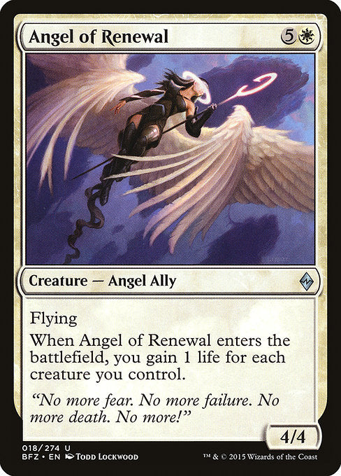 【Foil】【EN】回生の天使/Angel of Renewal [BFZ] 白U No.18