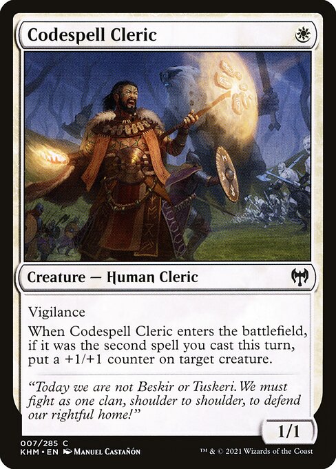 【Foil】【EN】掟綴りの僧侶/Codespell Cleric [KHM] 白C No.7