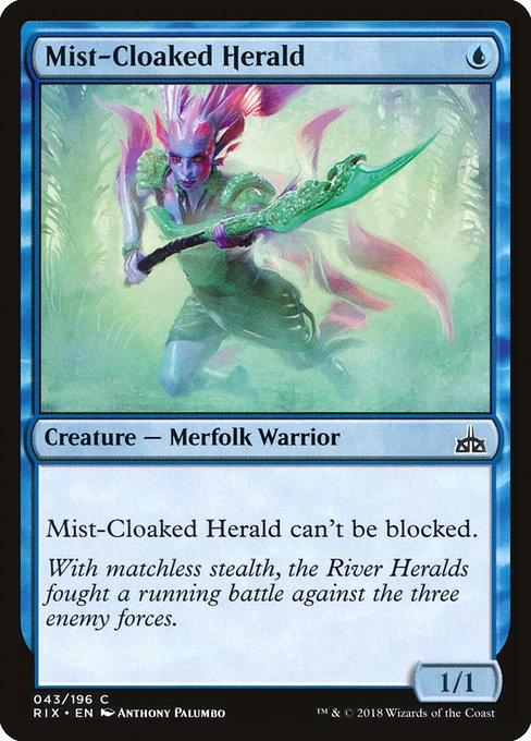 【Foil】【EN】霧まといの川守り/Mist-Cloaked Herald [RIX] 青C No.43