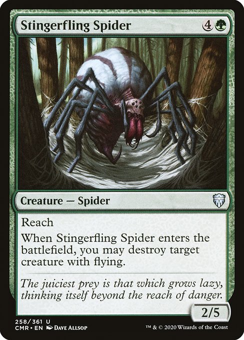 【Foil】【EN】棘投げの蜘蛛/Stingerfling Spider [CMR] 緑U No.258