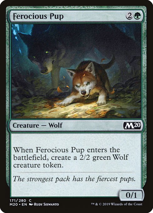 【Foil】【EN】獰猛な仔狼/Ferocious Pup [M20] 緑C No.171