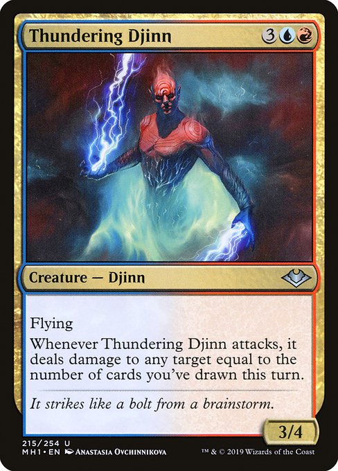 【Foil】【EN】雷鳴のジン/Thundering Djinn [MH1] 金U No.215