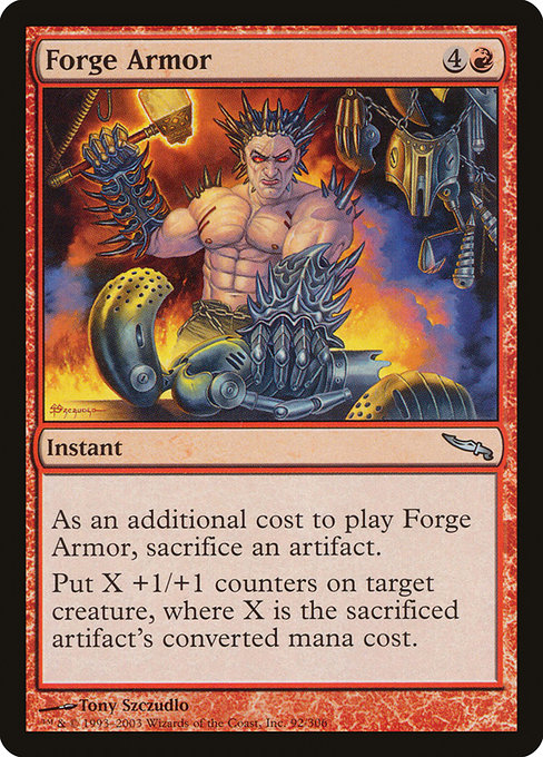 【Foil】【EN】鍛冶場の鎧/Forge Armor [MRD] 赤U No.92