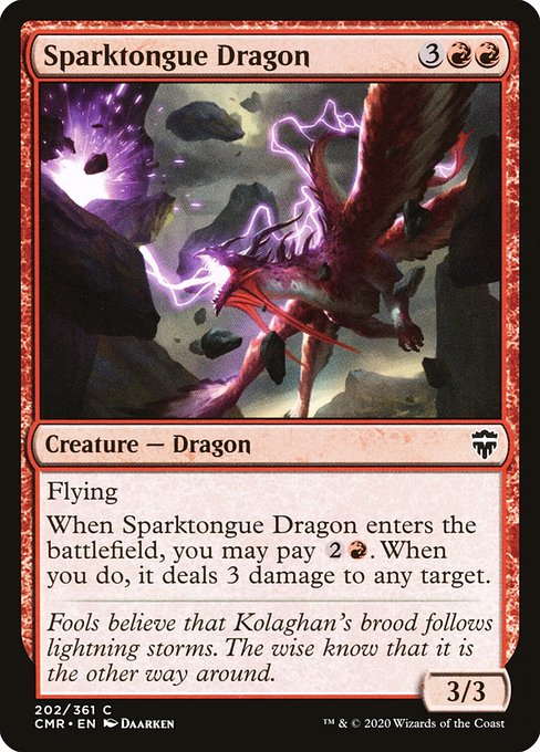 【Foil】【EN】電光吠えのドラゴン/Sparktongue Dragon [CMR] 赤C No.202