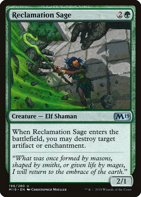 【Foil】【EN】再利用の賢者/Reclamation Sage [M19] 緑U No.196