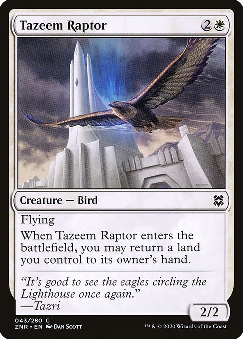 【Foil】【EN】タジームの猛禽/Tazeem Raptor [ZNR] 白C No.43