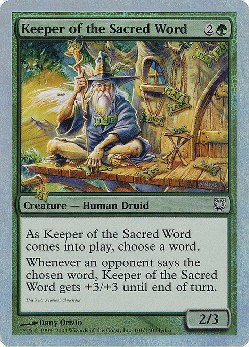 【Foil】【EN】Keeper of the Sacred Word [UNH] 緑C No.101★