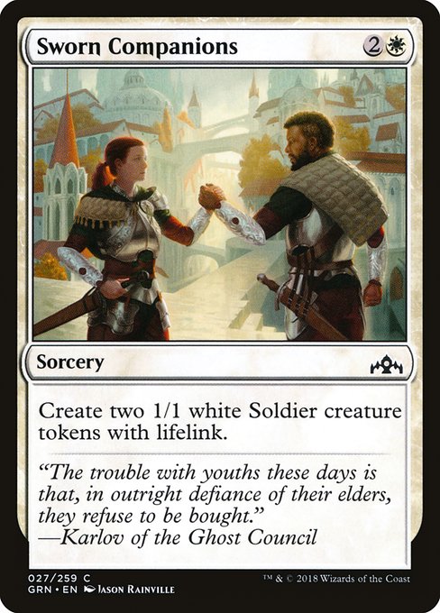 【Foil】【EN】刎頸の友/Sworn Companions [GRN] 白C No.27