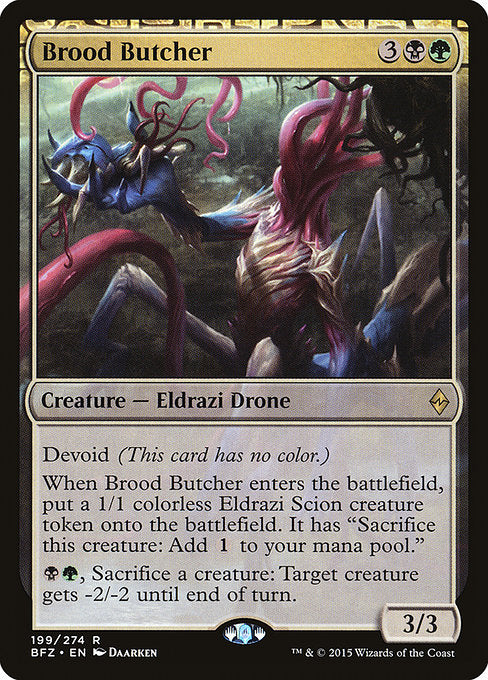 【Foil】【EN】血統の解体者/Brood Butcher [BFZ] 無R No.199