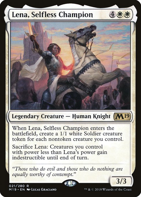 【Foil】【EN】無私の勇者、レナ/Lena, Selfless Champion [M19] 白R No.21