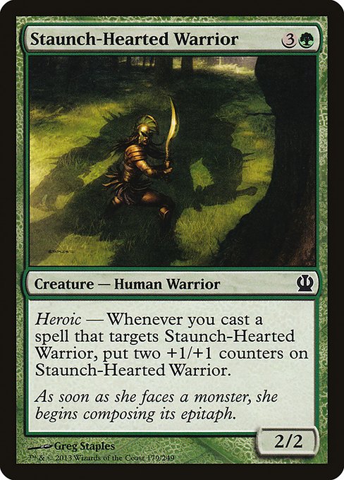【Foil】【EN】信条の戦士/Staunch-Hearted Warrior [THS] 緑C No.179