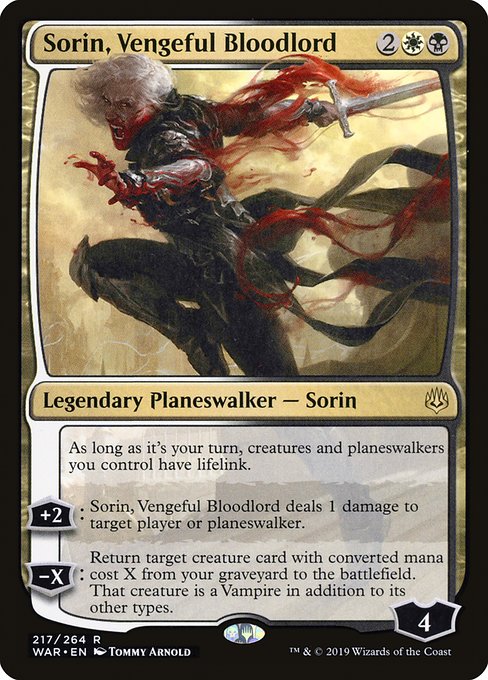 【Foil】【EN】復讐に燃えた血王、ソリン/Sorin, Vengeful Bloodlord [WAR] 金R No.217