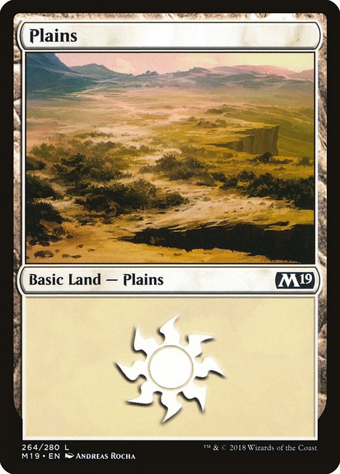 【Foil】【EN】平地/Plains [M19] 無C No.264