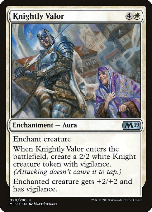 【Foil】【EN】騎士の勇気/Knightly Valor [M19] 白U No.20