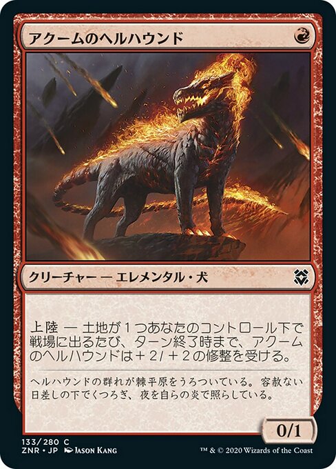 【Foil】【JP】アクームのヘルハウンド/Akoum Hellhound [ZNR] 赤C No.133