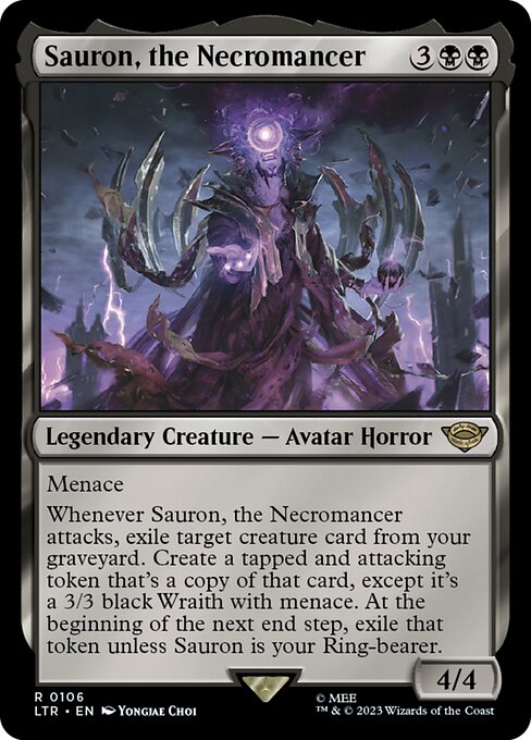 【Foil】【EN】死人占い師、サウロン/Sauron, the Necromancer [LTR] 黒R No.106